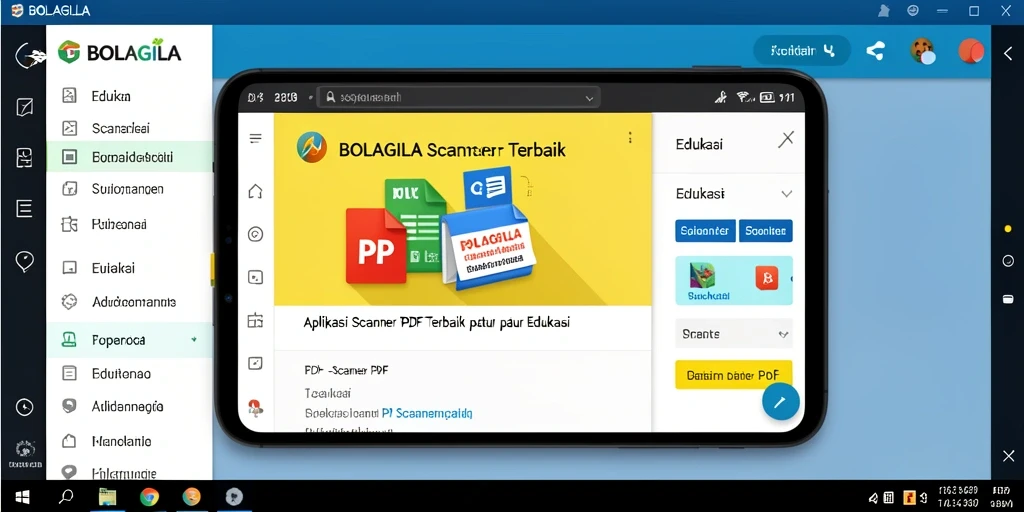 Tampilan antarmuka aplikasi BOLAGILA dengan fitur Scanner PDF.